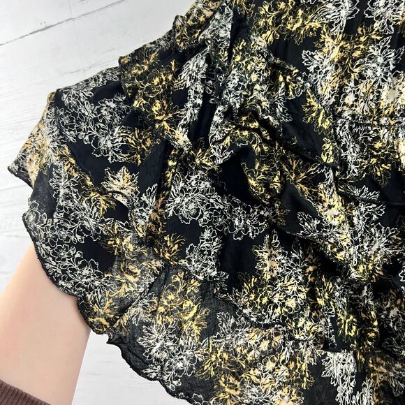 Free People Tiered Ruffle Dark Floral Tank Top Size M - Picture 7 of 9